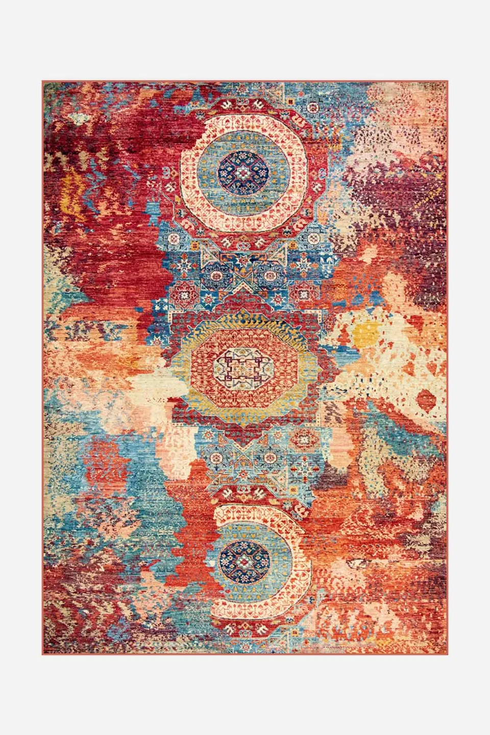teppana-navid-glut-waschbarer-teppich-gelb-orange-rot-marokkanisch image 1