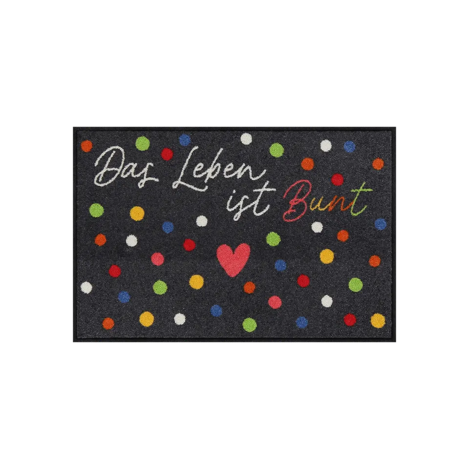 salonloewe-buntes-leben-eingangsmatte-50-x-75-cm-bunte-schmutzfangmatte-mit-herz image 1