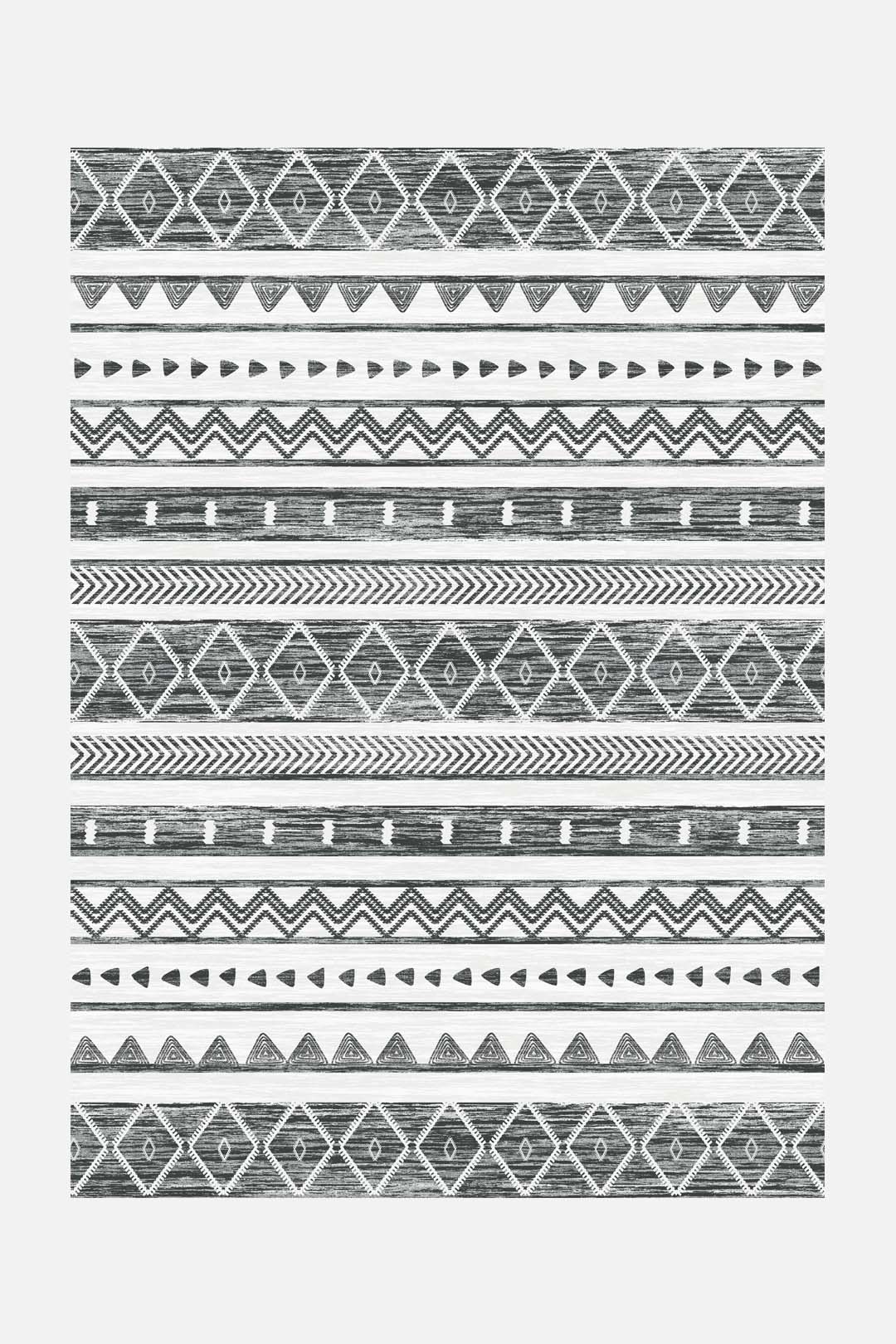 teppana-ikat-anthrazit-teppich-waschbarer-kurzflor-teppich-mit-rutschfester-matt image 1