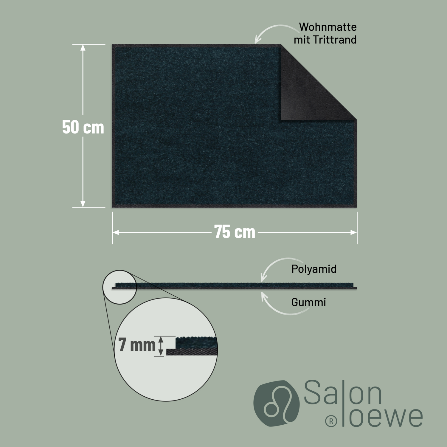 salonloewe-blaupetrol-halb-rund-50-x-75-cm-elegante-schmutzfangmatte-mit-rutschf image 3