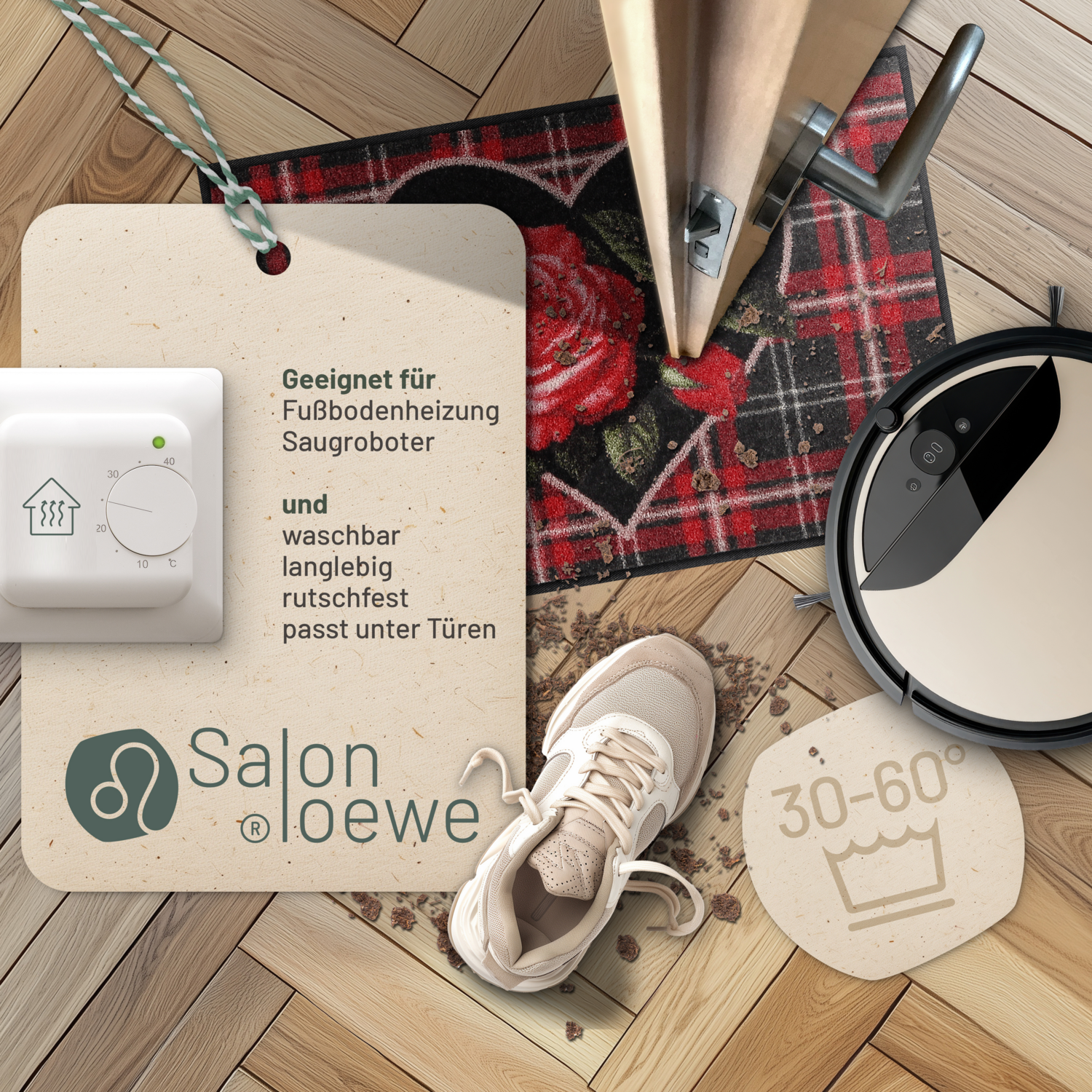 salonloewe-english-rose-black-eingangsmatte-50-x-75-cm-waschbare-fu-matte-mit-ro image 3