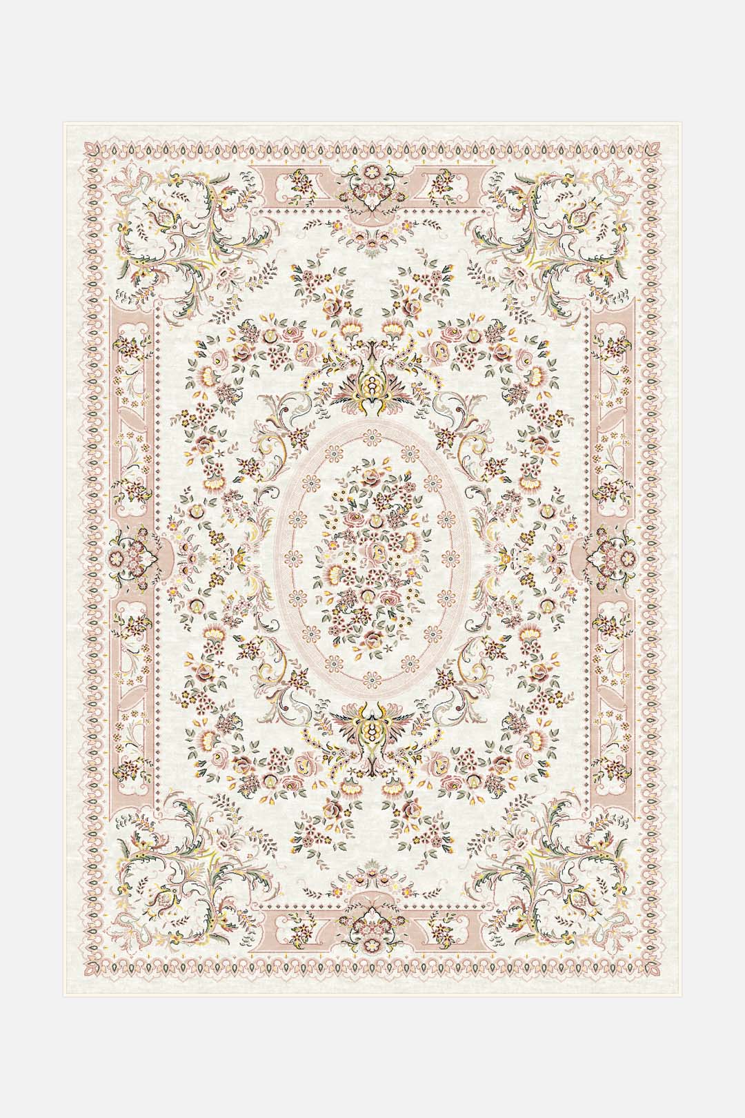 teppana-blomma-avalon-teppich-waschbarer-designer-teppich-florales-muster-in-bei image 1