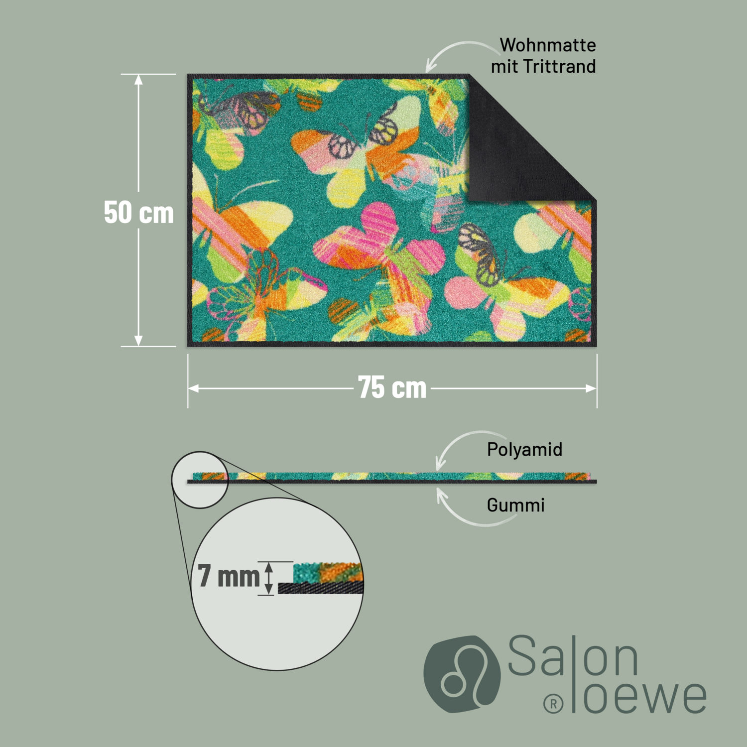 salonloewe-lovely-butterflies-eingangsmatte-50-x-75-cm-t-rkis-waschbare-schmutzf image 4