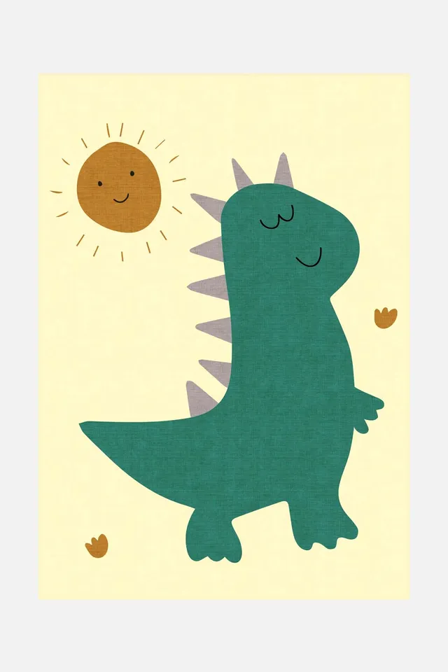 teppana-dino-traum-teppich-waschbarer-dino-kinderteppich-gelb-gr-n image 1