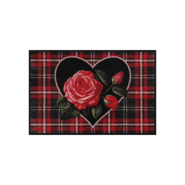 salonloewe-english-rose-black-eingangsmatte-50-x-75-cm-waschbare-fu-matte-mit-ro image 1