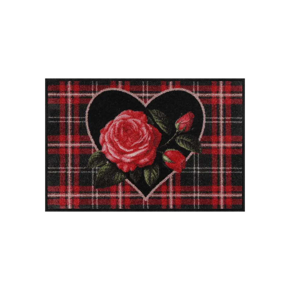 salonloewe-english-rose-black-eingangsmatte-50-x-75-cm-waschbare-fu-matte-mit-ro image 1