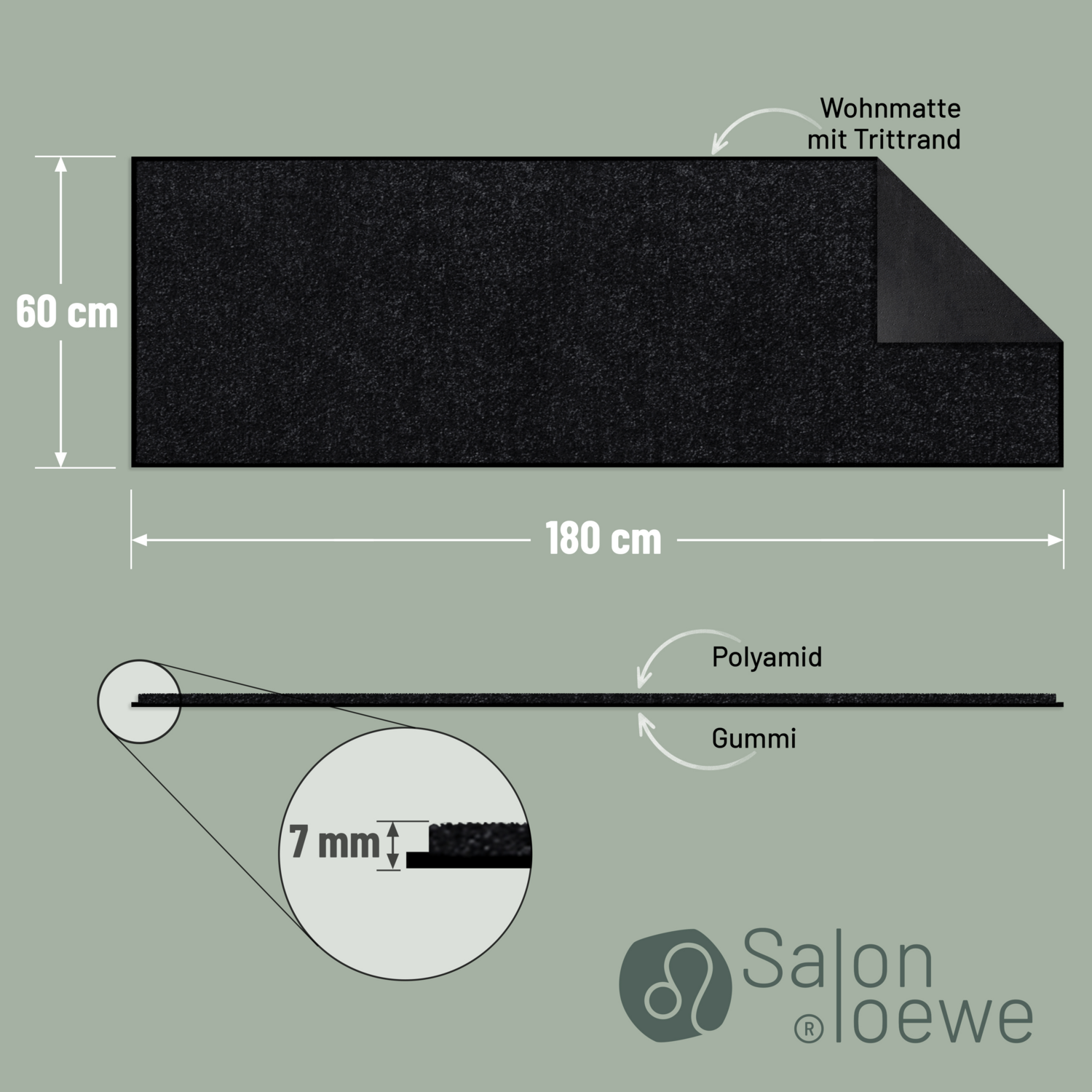 salonloewe-schwarz-l-ufer-60-x-180-cm-einfarbige-schmutzfangmatte-f-r-flur-und-k image 3