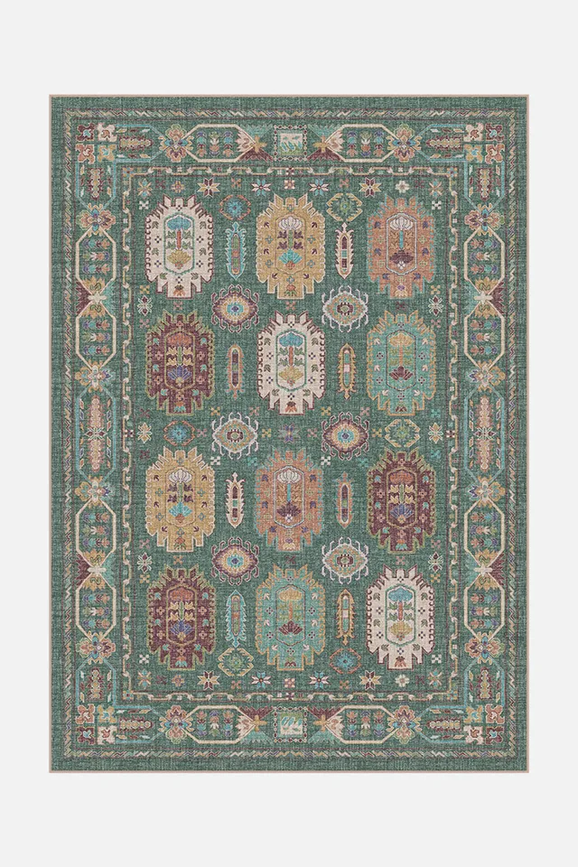 teppana-farah-malachit-teppich-waschbarer-indoor-teppich-geometrisches-boho-desi image 1