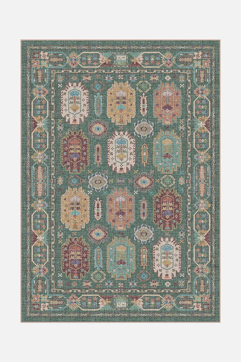 teppana-farah-malachit-teppich-waschbarer-indoor-teppich-geometrisches-boho-desi image 1