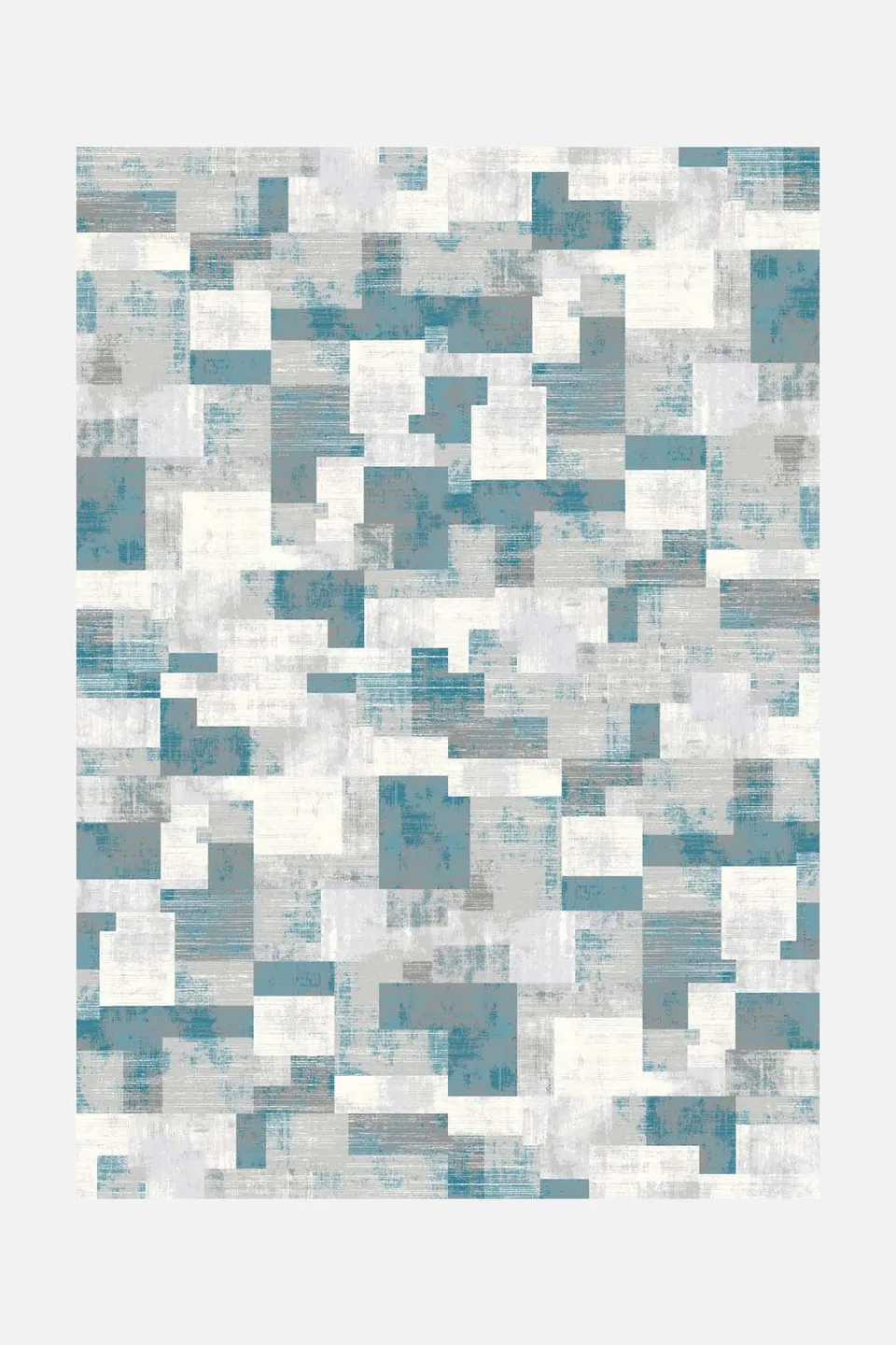 teppana-topas-quadrat-teppich-waschbarer-indoor-teppich-geometrisch-blau-grau image 1